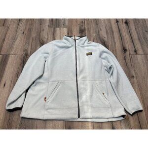 L.L.Bean Womens 3X Plus Full-Zip Fleece Jacket Light Blue Recycled Polyester War